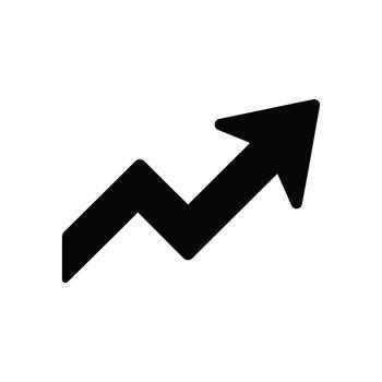 Upward trend arrow icon with jagged line on white background, format vector