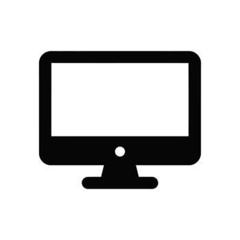 sencillo negro monitor computadora monitor icono en un blanco antecedentes vector