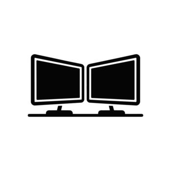 Dual monitors icon illustration for computer setup on white background vector
