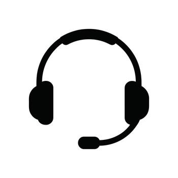 Headset icon, call center communication support, microphone isolated on white background vector