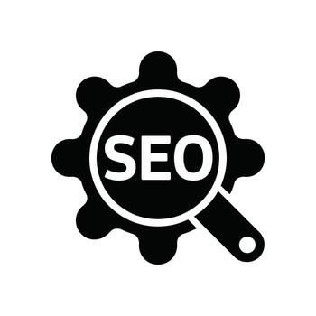 seo buscar engranaje icono para sitio web mejoramiento y análisis en blanco antecedentes vector