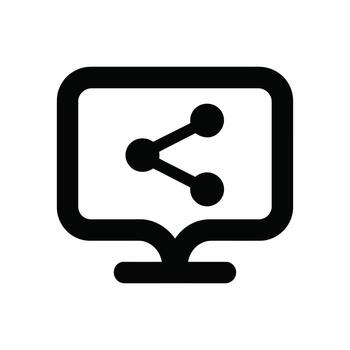 Share icon on monitor screen, connecting users through technology, white background vector