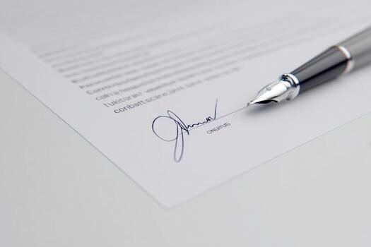 Glowing signature on a contract highlights a significant agreement photo