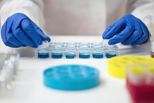 Assistant preparing samples in a laboratory setting for analysis photo