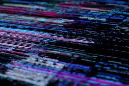 Digital screen showing partial pixel dropout and colorful distortion effects photo