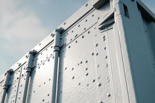 Close-up view of textured container showcasing metal details and hardware photo
