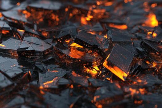 intrincado geométrico superficie formado por brillante vaso fragmentos en oscuro ajuste foto