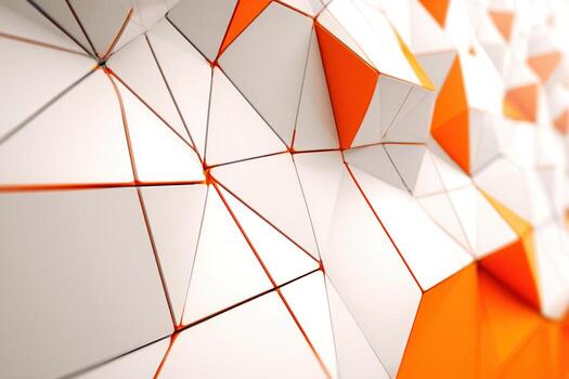 Modern architectural wall features a geometric polygon design in bright colors photo