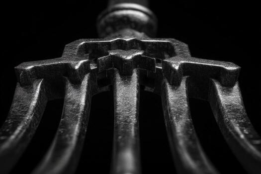 Unique fork with key-shaped teeth shines in dramatic lighting photo