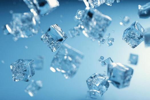 Ice cubes suspended in air creating a refreshing and cool atmosphere photo
