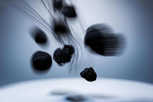 Objects fall in perfect slow-motion showcasing dynamic movement and fluidity photo