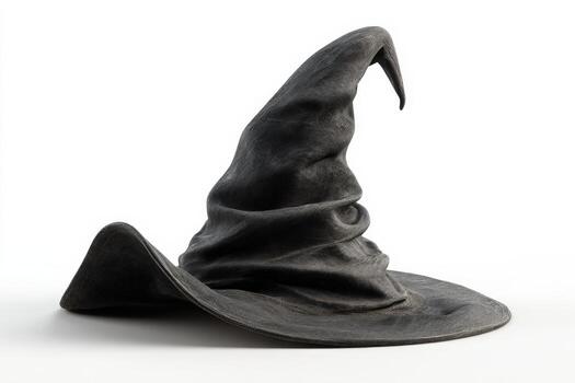 Elegant black witch hat with soft shadows showcasing unique design features photo