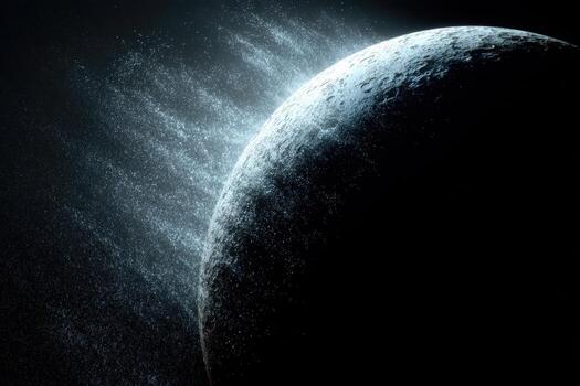 Crescent light illuminating darkness in a celestial scene photo