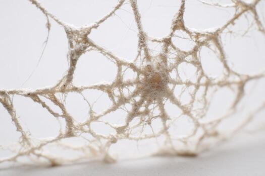 Unique cotton web displayed on a white background showcasing intricate details photo