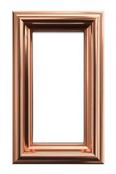Gleaming, rectangular bronze picture frame on a white background, showcasing its polished surface photo