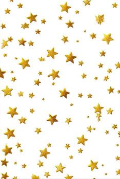 dispersado dorado estrellas de variar tamaños en un limpiar blanco fondo, creando un festivo estado animico foto