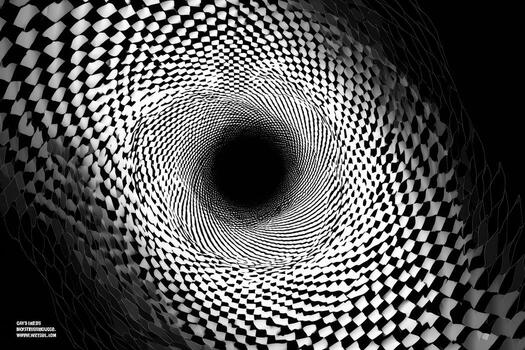 un óptico espejismo de un en espiral tablero de damas modelo convergente hacia un central vacío foto