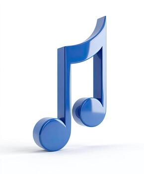 un lustroso azul musical nota, prestados con un 3d efecto, aislado en un limpiar blanco antecedentes foto