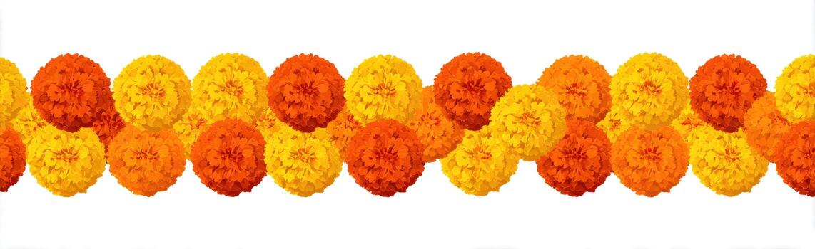 A repeating pattern of orange and yellow spherical flower heads on a white background photo
