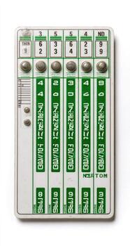 White rectangular electronic medical device with green vertical displays and labeled buttons photo