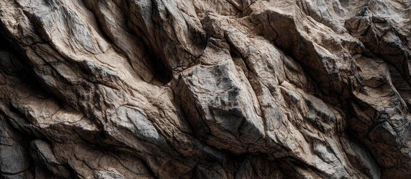 detallado de cerca ver de un texturizado rock formación con bruto, en capas superficies foto