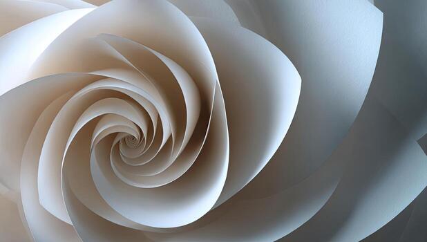 Close-up of spiraling paper layers resembling a flower, displaying subtle light and shadows photo