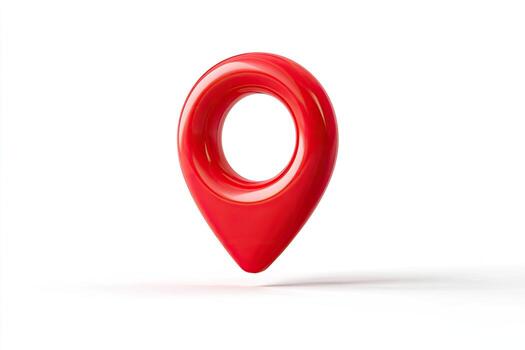 Isolated red glossy map pin on white background photo