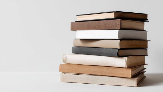 Stack of books in various colors photo