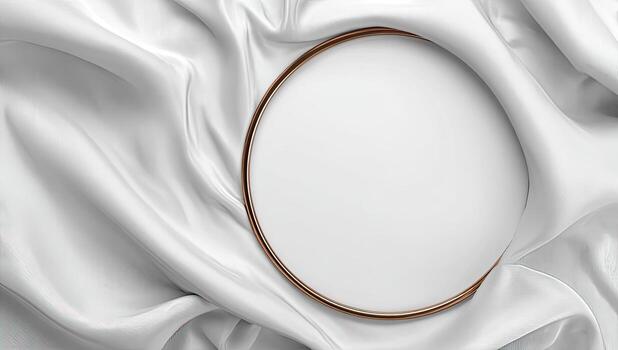 A smooth white fabric draped around a circular frame photo