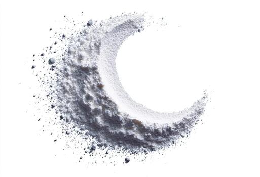 Crescent-shaped mound of powdered substance, radiating outwards photo