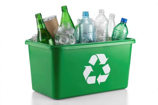 reciclable contenedores en un verde compartimiento foto