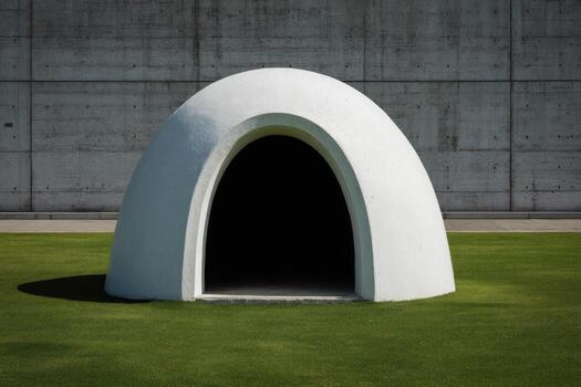 White dome structure on grassy area photo