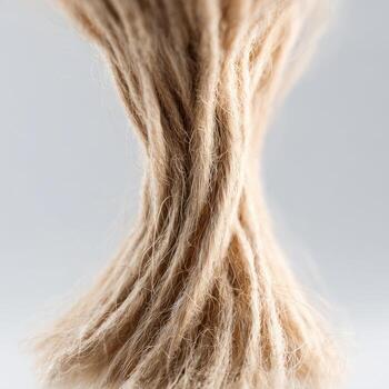Close-up of tightly twisted light beige twine photo
