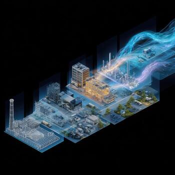 Power plant digital twin, interconnected systems photo