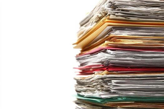 High stack of assorted documents and files photo