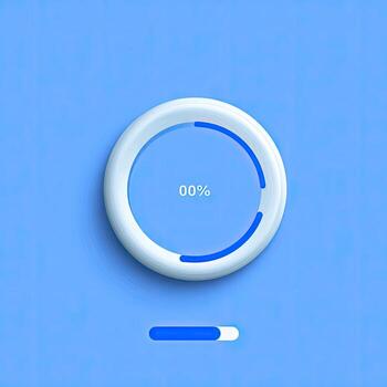 A blue background with a white clock on it photo