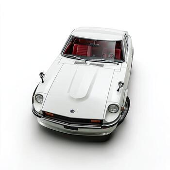 Overhead view of a classic white coupe photo