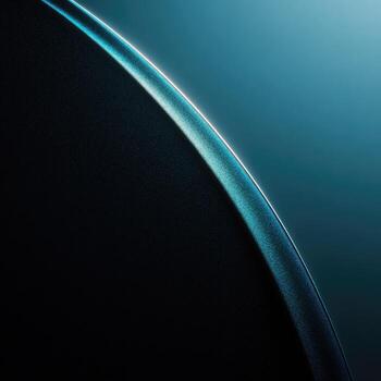 Close-up of a curved, dark surface with a light teal edge. Gradient teal fades into darker teal and black photo