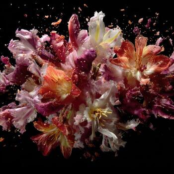 Exploding bouquet of vibrant flowers photo