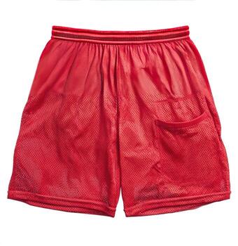 Red mesh basketball shorts photo