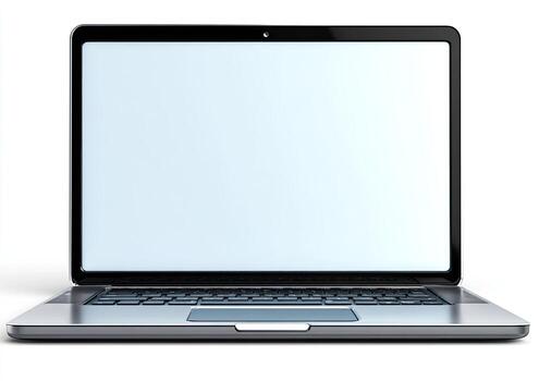 Modern laptop, light gray, blank screen photo