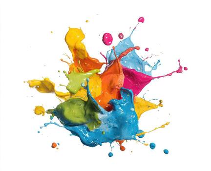 Vibrant multicolored paint splashes photo