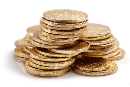 A stack of gold-colored coins photo