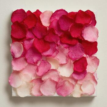 cuadrado obra de arte con un tresillo de rojo, rosa, y blanco flor pétalos en contra un ligero antecedentes foto