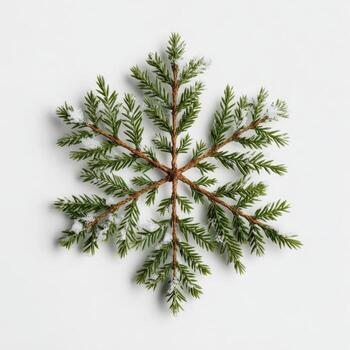 A green and brown botanical snowflake design on a white background photo