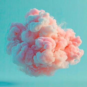 un vibrante, resumen nube de melocotón y rosado matices en contra un suave turquesa antecedentes foto