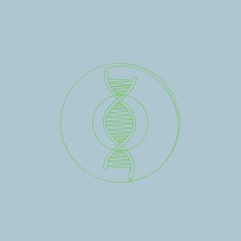 Minimalist line art representation of a DNA double helix structure on a soft pastel vector