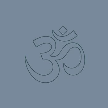 Minimalist depiction of the sacred Om symbol in a simple line art style on a muted vector