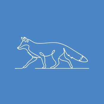 Minimalist Line Drawing of a Fox in Profile on a Solid Blue with Modern Style vector