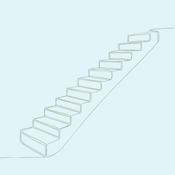 Minimalist staircase with a gentle upward curve, featuring rectangular steps and a sleek handrail on a light vector